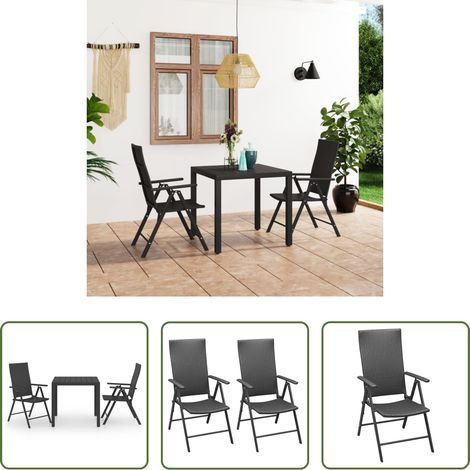 vidaXL Terrassenset - 3-tlg. Garten-Essgruppe Schwarz (1/5)
