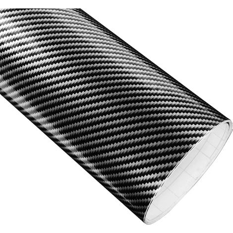 Film adhésif vinyle imitation fibre de carbone noir carbone 2D (152 x 30 cm) pour voiture, ordinateur portable, téléphone, moto et accessoires auto. (1/4)