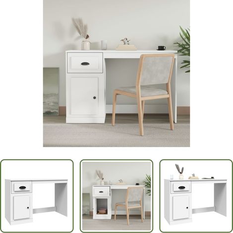 Bureau moderne - Bureau avec tiroir blanc 115x50x75 cm bois d'ingénierie (1/5)
