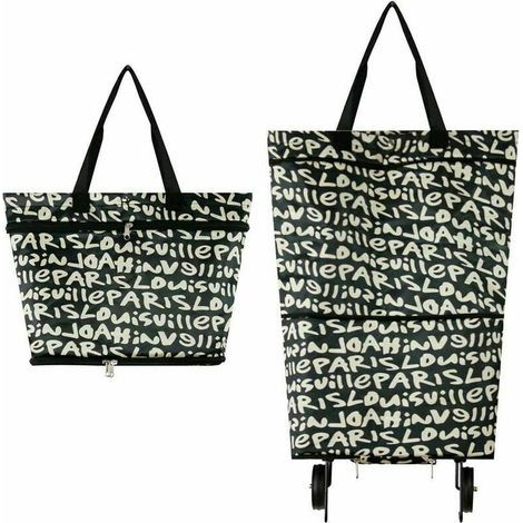 BRAVIX Sac à provisions pliable réutilisable 2 en 1 sac de grande capacité de supermarché à la maison, (1/5)