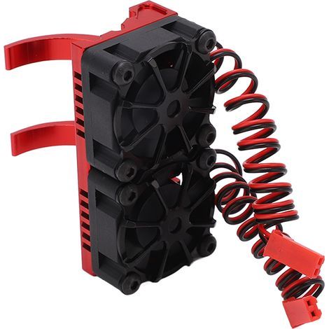 Kühlkörper-Set für RC-Motoren aus Aluminiumlegierung und Kunststoff mit zwei horizontalen Lüftern. Kompatibel mit Motoren mit 36 mm Durchmesser (rot). (1/5)