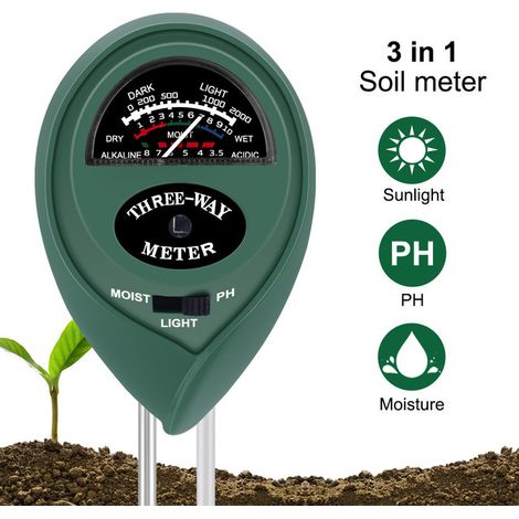 3 en 1 sol eau humidité PH mètre acidité humidité lumière du soleil lumière PH Test jardin fleurs capteur d'humidité testeur Instrument de test (1/5)