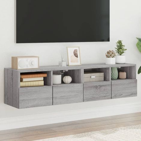 Muebles de pared para TV 2 uds madera gris  60x30x30 cm