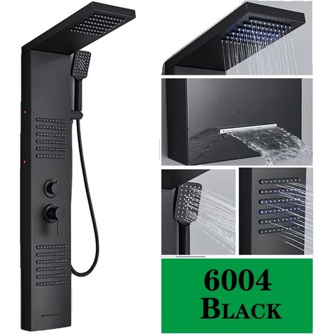 Panneau de Douche, Éclairage LED, Contrôle Double, 6004 Noir Mat (1/2)