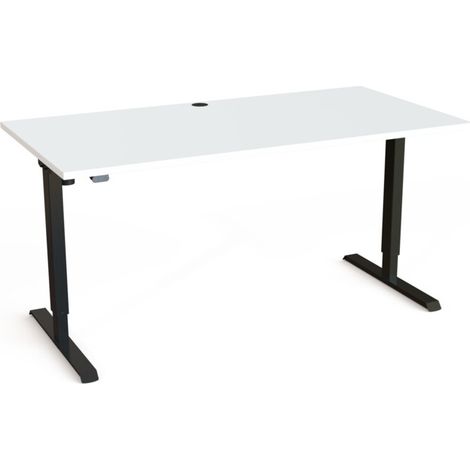 STIER Bureau électrique réglable en hauteur 501-20 160 x 180 cm Blanc Noir (1/3)