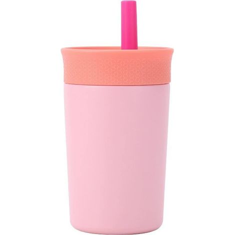 Isolierter Edelstahl-Kaffeebecher mit Schiebeverschluss, wiederverwendbar, für Eiskaffee oder heißen Kaffee, BPA-frei, 350 ml (12 oz). (rosa)