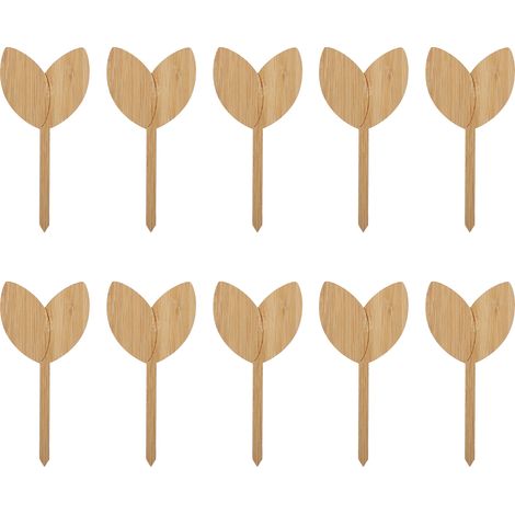 Gartenetiketten aus Bambus, 10 Stück, Blattform, 3 mm dick, zum einfachen und dekorativen Markieren (1/5)