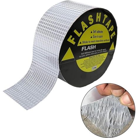 Ruban Butyle, Butyle en Aluminium Bande D'étanchéité, 5cm x 1.5mm x 5M Ruban Adhesif Temperature, Ruban Adhésif Aluminium, Ruban Butyle Adhésif pour fuite de toit fissure de surface (1/5)