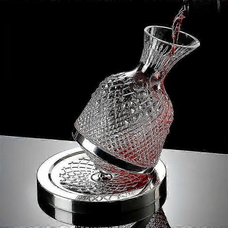 HONORNIC - Carafe à vin rotative en cristal 1500 ml/50 oz - Design élégant à carreaux, aération rapide, cadeau idéal pour les amateurs de vin