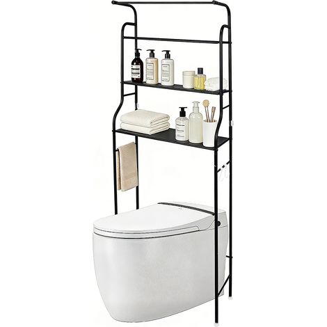Haloyo® Badezimmerregal, Hängeregal mit 3 Ablagen, für Bad, WC und Balkon, 47 x 26 x 160 cm – Schwarz
