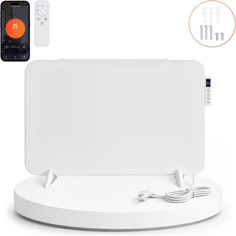 TolleTour Infrarot Heizpaneel 450W mit WiFi App, Touch-Display, Thermostat, Timer, Fernbedienung und Handtuchhalter, IP44, Weiß, Paneel 45 x 70 x 1.3 cm (1/5)