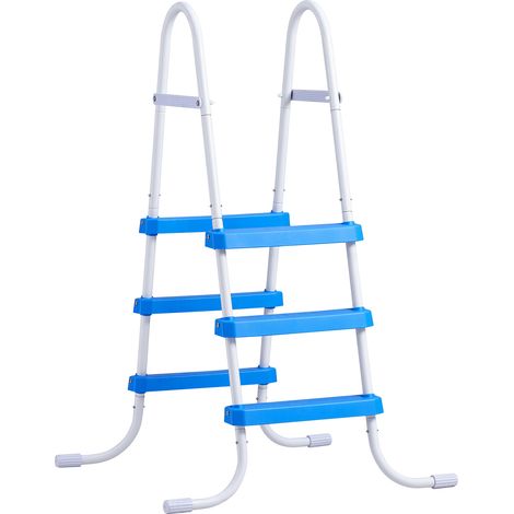Mophorn Scaletta per Piscine Fuori Terra, Scala di Sicurezza a 3 Gradini con Struttura ad A, Altezza 91,4 cm, Telaio in Acciaio Robusto, Gradini Antiscivolo e Ampi con Capacità di Carico di 136 kg