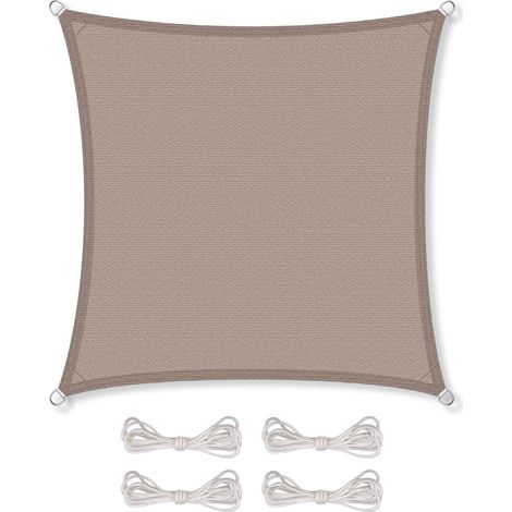 CelinaSun Voile d'ombragePare-Soleil Jardin Balcon Polyéthylène HDPE Respirant Carré 2 x 2 m Taupe (1/5)