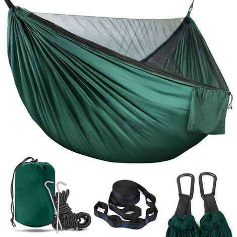 Filiyano-Hamac de camping avec moustiquaire, capacité de charge de 300 kg, hamac 2 personnes en nylon respirant, hamac de voyage portable et (1/5)