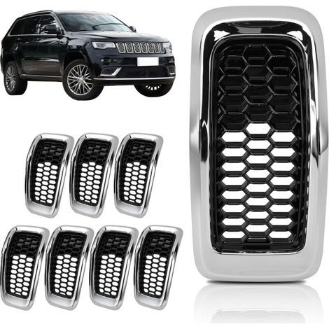 Inserts en Maille de Gril, Inserts de Grille Avant en ABS Accessoire de Garniture de de Gril pour Cherokee 2014-2018 (7 Pièces)68303626AA, 68303626AB, 68303626AC (1/5)