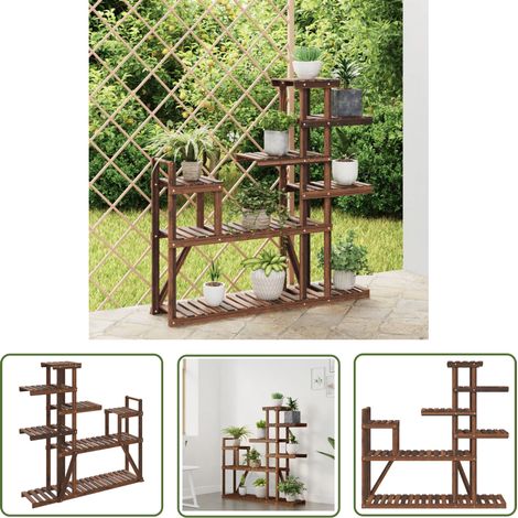 The Living Store Support à fleurs 110x25x111 cm bois massif de sapin - Support Mural Plante - Rangement Extérieur - Jardinière Murale - Pot Suspendu - Fleur Artificielle (1/5)