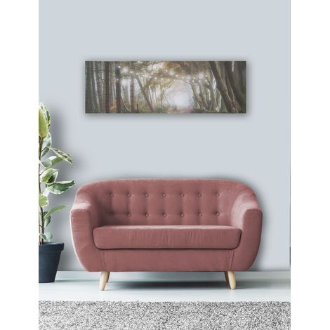 Toile à LED Balade en forêt 30 x 90cm Gris, blanc, vert (1/3)