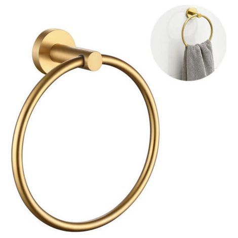 Anello portasciugamani, portasciugamani, finitura in acciaio inox lucido (oro, base rotonda)