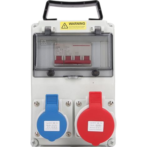 Distributeur d'énergie portable 5 prises murales avec 1 fiche Schuko 230V/400VAC, boîtier robuste pour chantier et atelier. (1/5)