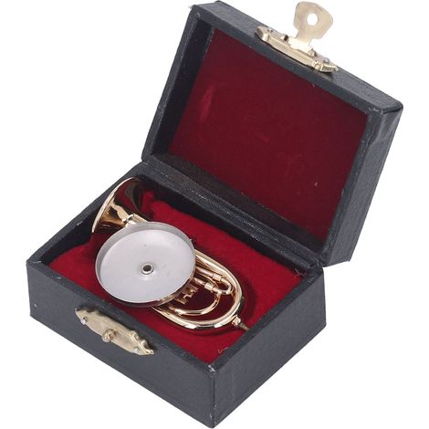 Modèle miniature de grande taille en laiton plaqué or Youfengning, mini-instrument de musique avec socle, cadeau (1/5)
