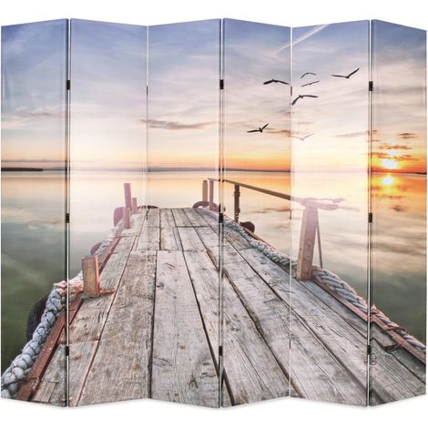 Biombo plegable mueble decorativo 228 cm color lago 0802045