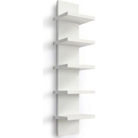 Étagère murale verticale flottante 5 niveaux – Matériau panneau de particules – Installation facile – Pour décoration et rangement