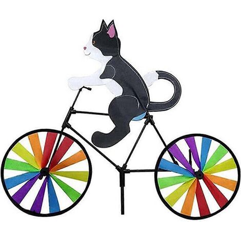 Fahrrad-Garten-Windspiel, niedliche Tierskulptur für den Rasen A--