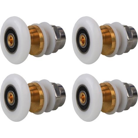 Roulettes pour porte de douche, 20 mm, lot de 4. Roulettes en laiton pour porte de douche coulissante, remplaçant les roulettes pour rail de porte de douche coulissante en verre (20 mm). (1/5)