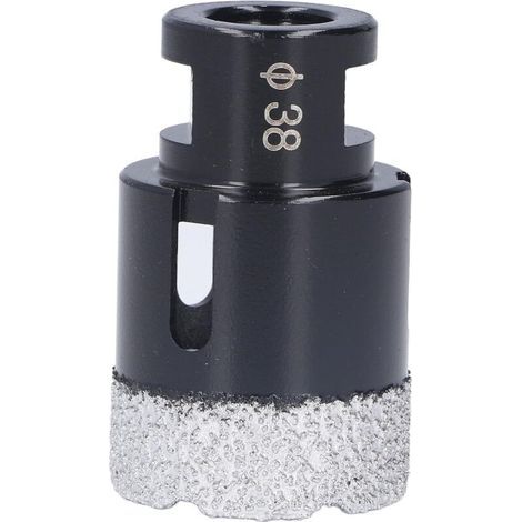 Punta da trapano diamantata professionale, robusta e brasata sottovuoto, ideale per forare marmo, granito e piastrelle in ceramica. Foratura rapida. Filettatura M14 nera da 38 mm. (1/4)