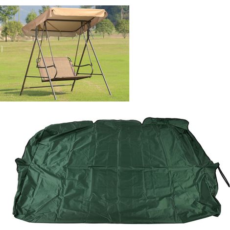 Funda protectora Mano para cojines de columpio, impermeable, tejido de tafetán de poliéster 190T, funda para columpio de jardín de tres plazas, dimensiones 150 x 50 x 10 cm, verde oscuro. (1/5)