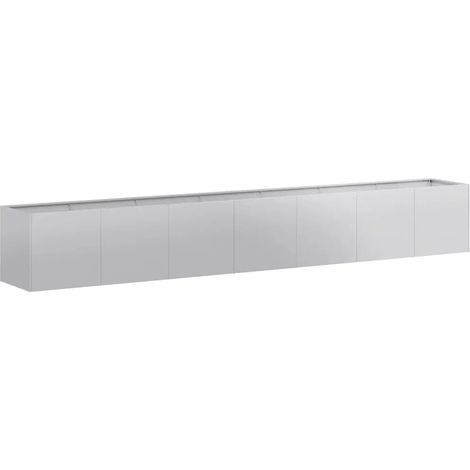Jardinière rectangulaire moderne usage extérieur 280 x 40 x 40 cm en acier galvanisé gris (1/5)