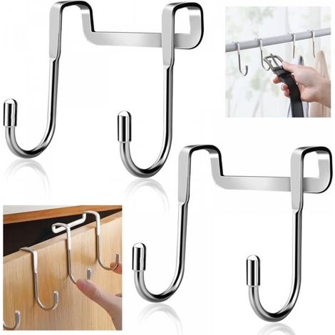 2 Pièces Crochet Mural Cabine Reversible Crochets Douche Salle de Bain, Crochet Paterre de Porte Double en Forme de S en Acier Inoxydable (1/5)