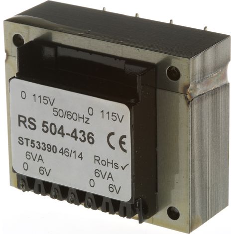 Transformateur pour circuit imprimé, Vout 6V c.a., 2 sorties, 12VA ( Prix pour 1 )
