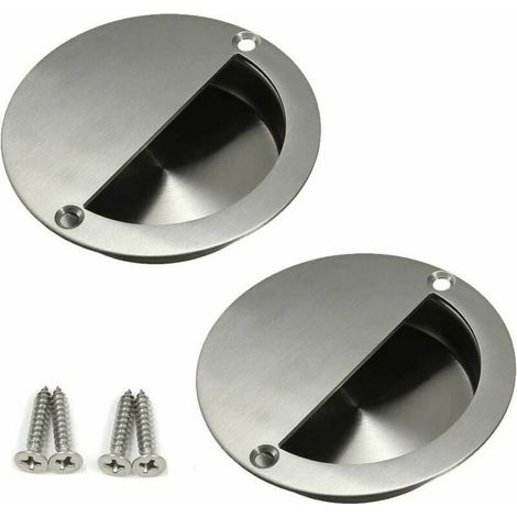 Packs poignées de porte coulissantes roulées, poignée ronde en acier inoxydable de 90 mm sur pince à doigt ronde avec vis de montage (1/5)