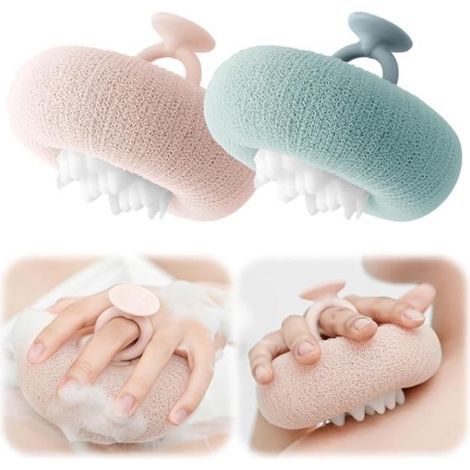 Set of 2 ultra-soft bath sponges in sunflower shape - for deep cleansing and exfoliating back massage. (1/5)