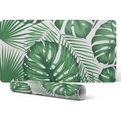 Bloc de escritorio con estampado de hojas tropicales para dise帽adores gr谩ficos y dise帽adores, 100x50 cm.