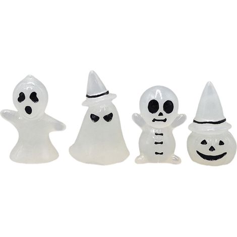 Ornement Fantôme - Résine Synthétique - Luminescent Vert - Pour Décoration Halloween Intérieure Extérieure - 4 Pièces ou 8 Pièces (1/5)