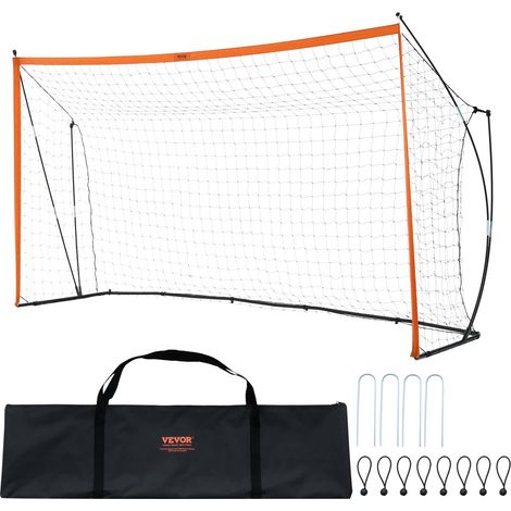 But de football portable 1828x3657 mm, cage de football pour enfants, filet de football avec sac de transport, structure en acier et fibre de verre, pour entraînement dans l’arrière-cour, orange (1/5)