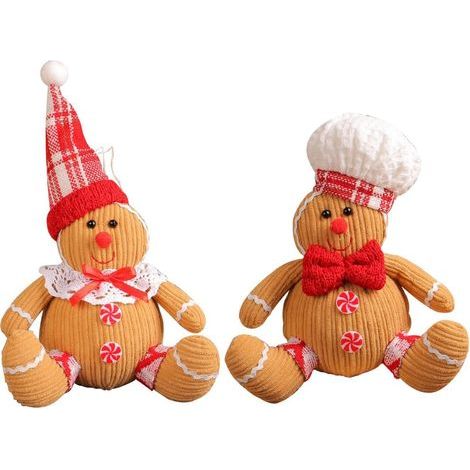 2 Pièces Figurines de Noël en Peluche Bonhomme en Pain D'épice Garçon Fille, Bonhomme en Pain D'épice Décoration de Noël Ornements Suspendus, Ornements Bonhomme en Pain D'épice pour Décorations D'arbr (1/5)
