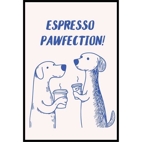 Affiche encadrée chiens café humour