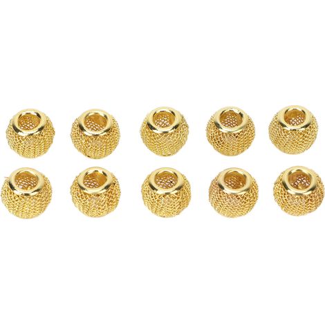 Perles à Barbe Métal Creux Lot de 10 pour Tresses et Extensions Cheveux Dreadlocks Doré (1/5)