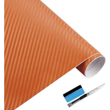 3D Carbonfolie Orange 30x152cm mit Montagewerkzeug, blasenfrei (1/5)