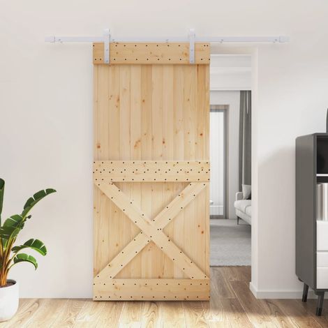 Puerta corredera con herrajes madera maciza de pino 95x210 cm vidaXL (1/5)