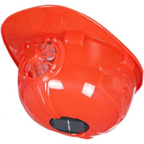 Casque de chantier avec ventilateur solaire, protection frontale, respirant et anti-UV, rouge, été, extérieur, sécurité robuste (1/5)