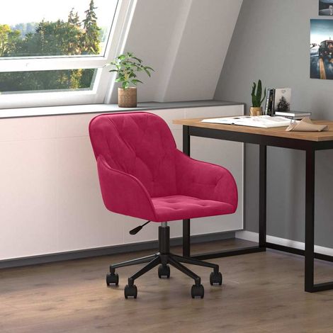 vidaXL Chaise pivotante de bureau Rouge bordeaux Velours (1/5)
