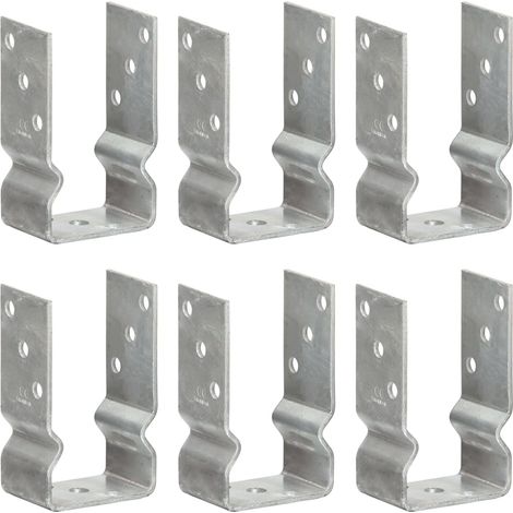 Picchetti per Recinzione 6 pz Argento in Acciaio Zincato a forma di U varie dimensioni dimensioni : 8 x 6 x 15 cm