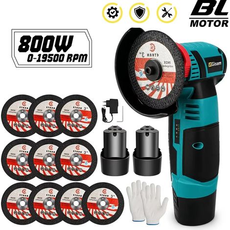 Meuleuse électrique 12V sans balais rechargeable – outil de coupe et polissage sans fil 2000mAh avec 2 batteries (1/5)