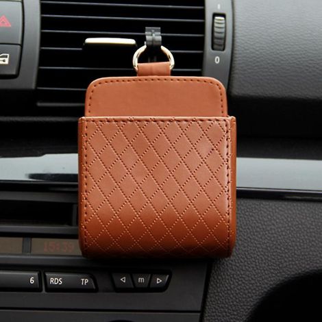 un Sac De Rangement De Voiture Marron, 9 Cm 5 Cm 12 Cm Sac De Rangement Interne Sac De Rangement De Sortie D'air De Voiture Sac Multifonction (1/5)