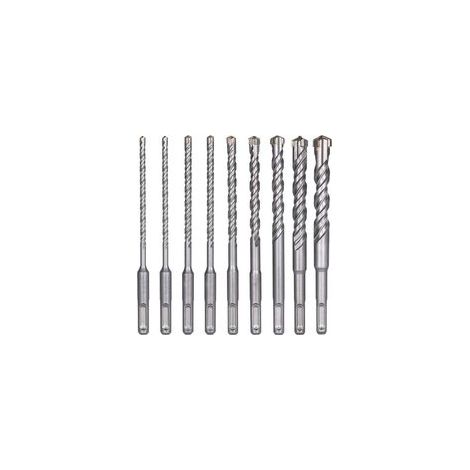 Set de 9 mèches SDS Plus pour perforateur béton, embout carbure de tungstène 5 à 16mm, longueur 160mm avec étui de rangement (1/5)
