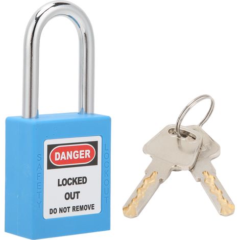 Cadenas de sécurité de 3,8 cm (1,5 po) avec cadenas isolé pour poutre en acier et 2 clés, bleu, pour l'industrie et la fabrication de machines. (1/5)